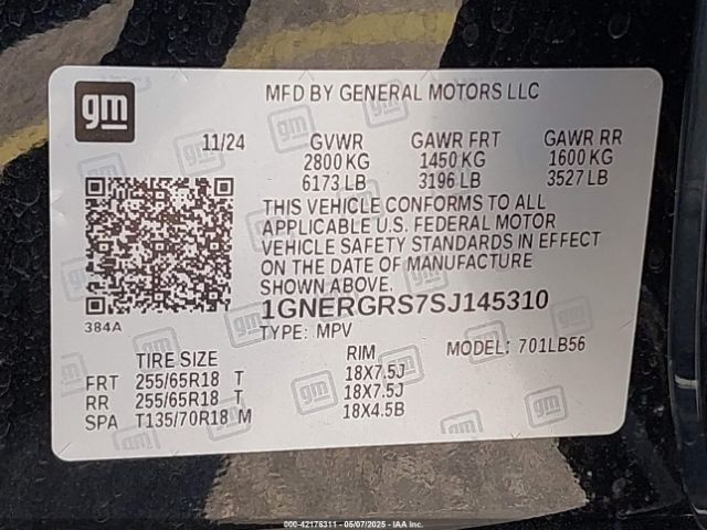 1GNERGRS7SJ145310 Chevrolet Traverse Fwd Lt