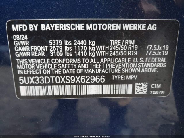 5UX33DT0XS9X62966 BMW 2025