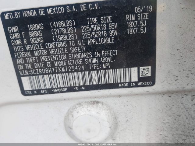 3CZRU6H17KM725424 Honda HR-V SPORT