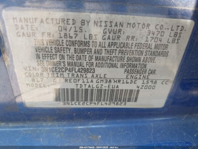 3N1CE2CP4FL429823 Nissan Versa Note Sr