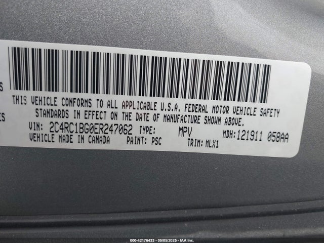 2C4RC1BG0ER247062 Chrysler Town & Country Touring