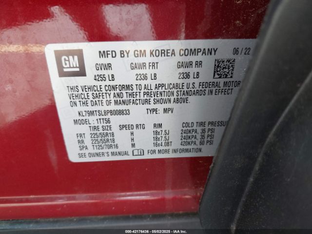 KL79MTSL8PB008833 Chevrolet Trailblazer Fwd Rs