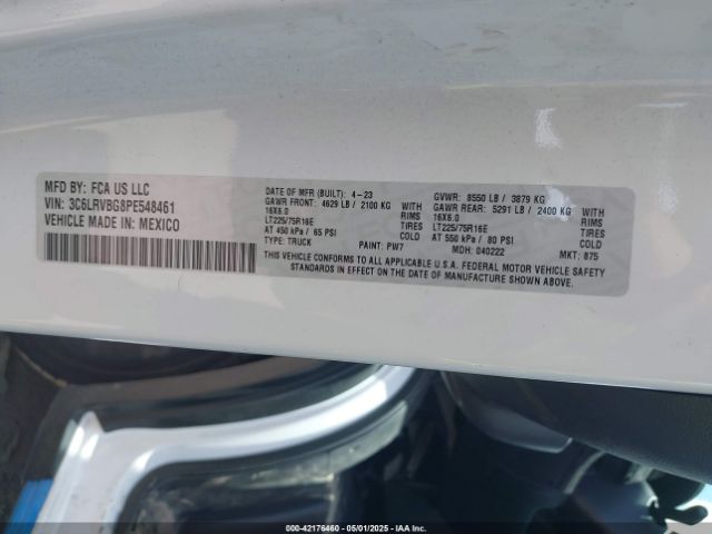 3C6LRVBG8PE548461 RAM Promaster 1500 High Roof 136 Wb