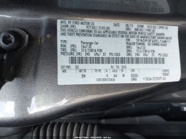 1FADP3F22EL134611 Ford FOCUS SE