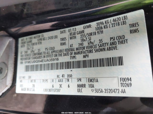 Ford ESCAPE SE 2014 1FMCU0GX4EUA35916 Image 9