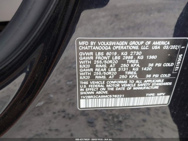 2021 VOLKSWAGEN ATLAS 1V2BR2CA9MC576221 Photo 8