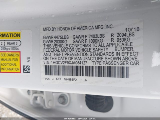 1HGCV2F9XJA054127 Honda Accord Touring 2.0t