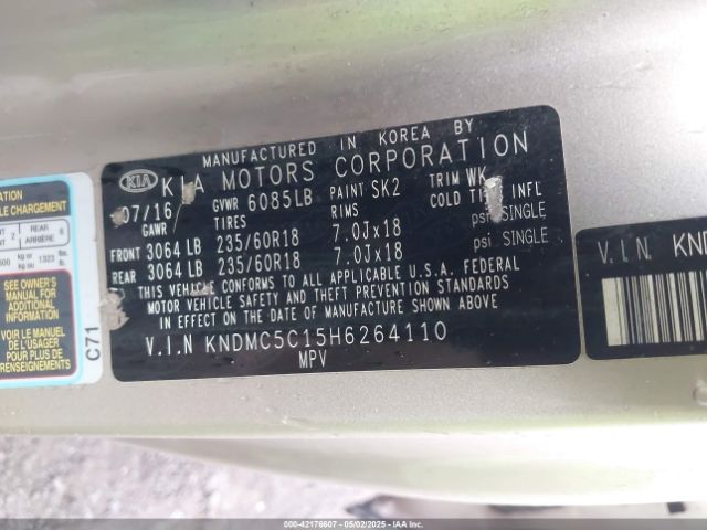 KNDMC5C15H6264110 KIA SEDONA EX