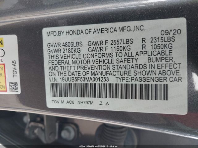 19UUB5F53MA001253 Acura Tlx A-spec Package