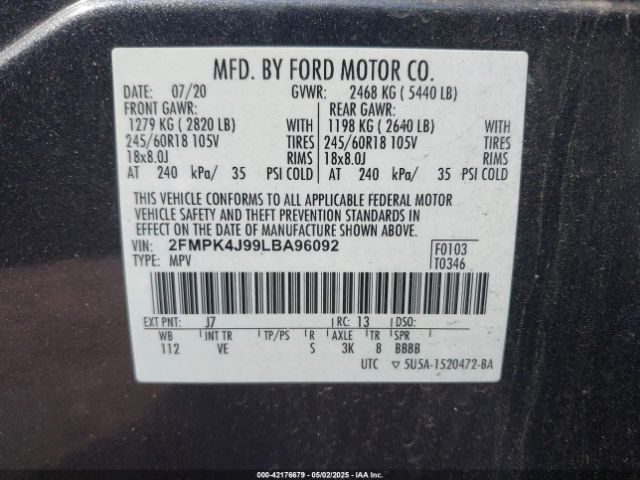2020 FORD EDGE 2FMPK4J99LBA96092 Photo 8