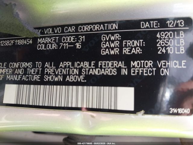 YV1612SB2F1188454 Volvo V60 T5 Premier
