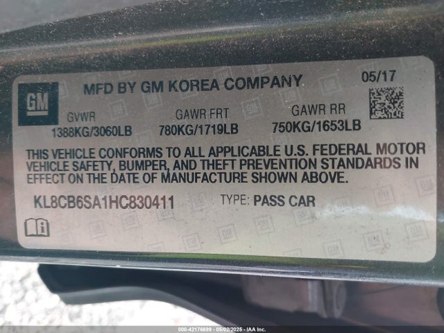 KL8CB6SA1HC830411 Chevrolet Spark Ls Cvt