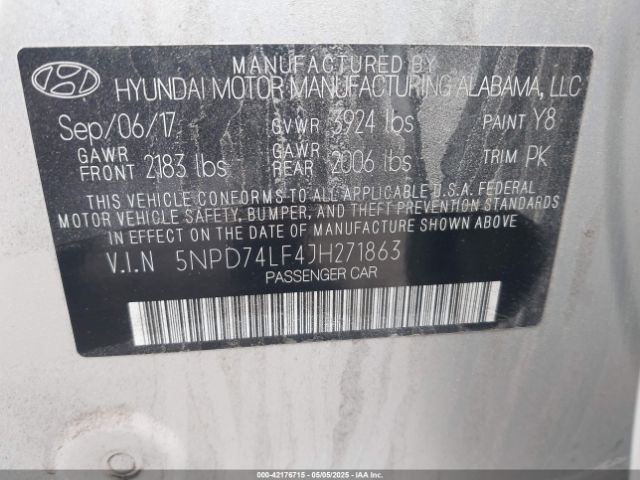 2018 HYUNDAI ELANTRA 5NPD74LF4JH271863 Photo 8