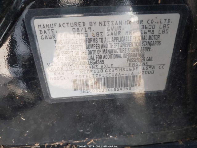 3N1CP5CU0KL554345 Nissan 2019