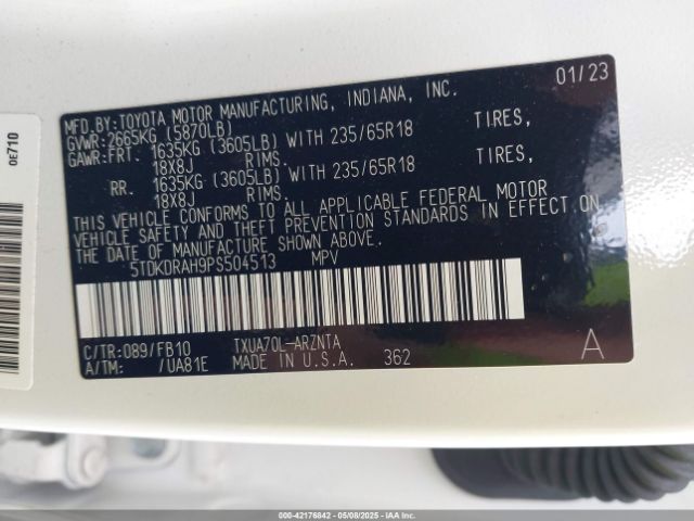 5TDKDRAH9PS504513 Toyota Highlander L