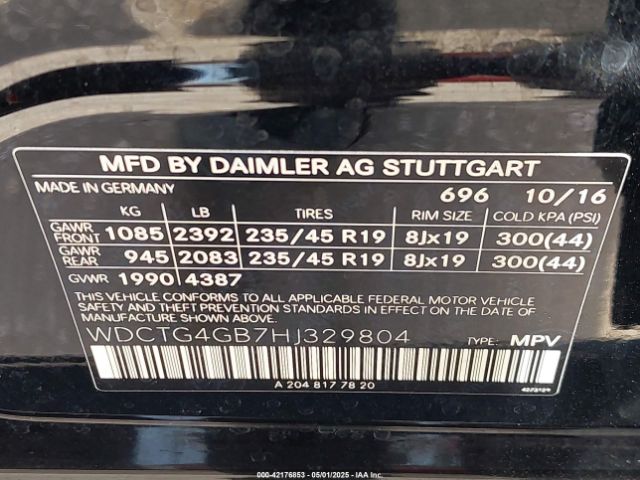 WDCTG4GB7HJ329804 Mercedes-Benz Gla 250 4matic