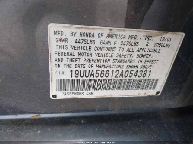 2002 ACURA TL 19UUA56612A054381 Photo 8