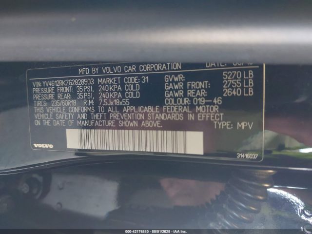 YV4612RK7G2828503 Volvo Xc60 T5 Premier