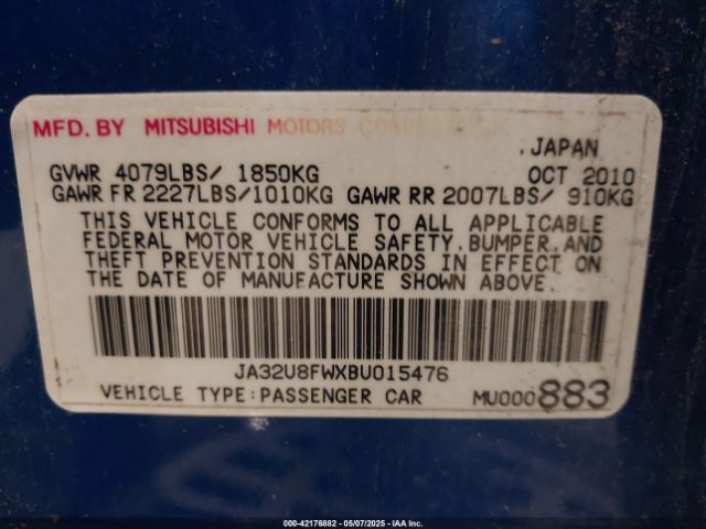 2011 MITSUBISHI LANCER JA32U8FWXBU015476 Photo 8