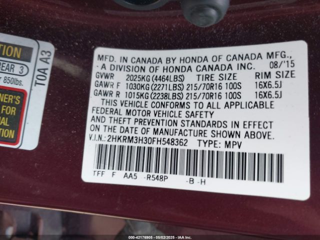 2HKRM3H30FH548362 Honda CR-V LX