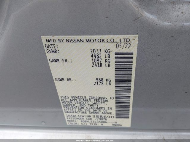 2022 NISSAN ALTIMA 1N4BL4CW5NN388690 Photo 8