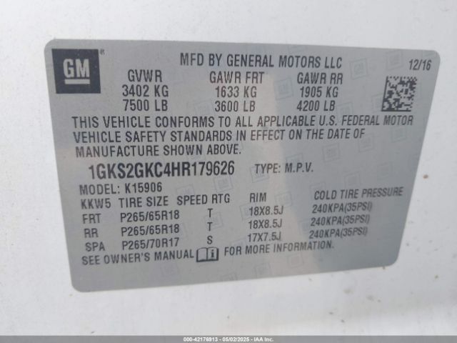 2017 GMC YUKON XL 1GKS2GKC4HR179626 Photo 8