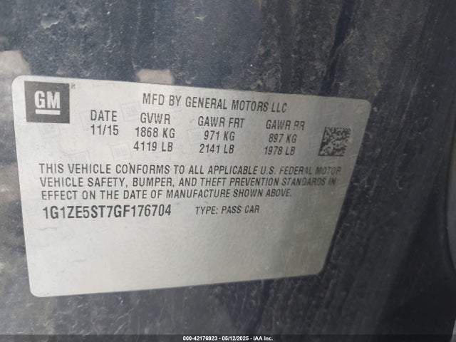 1G1ZE5ST7GF176704 Chevrolet MALIBU 1LT