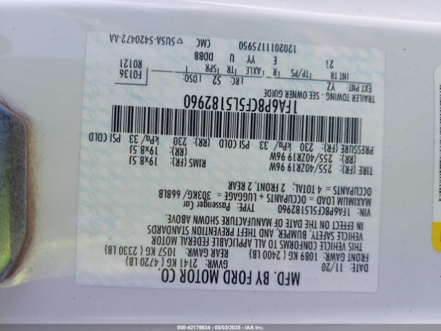 2020 FORD MUSTANG 1FA6P8CF5L5182960 Photo 8