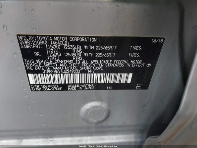 JTMRFREV4JD249233 Toyota Rav4 Xle