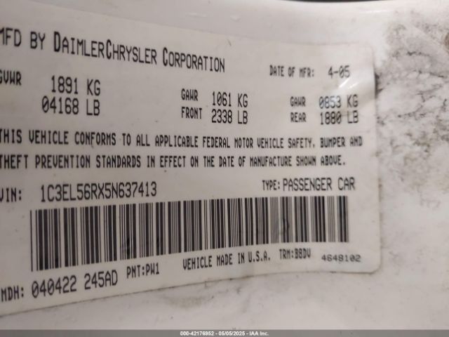 2005 CHRYSLER SEBRING 1C3EL56RX5N637413 Photo 8