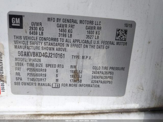 5GAKVBKD4GJ210161 Buick Enclave Leather