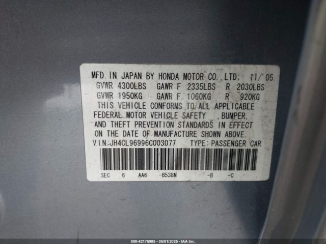 2006 ACURA TSX JH4CL96996C003077 Photo 8