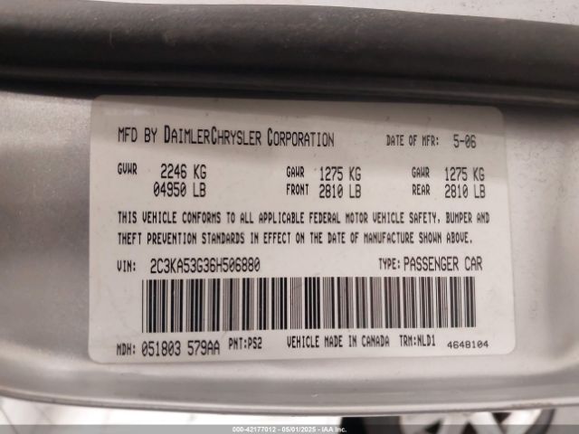 2006 CHRYSLER 300 2C3KA53G36H506880 Photo 8