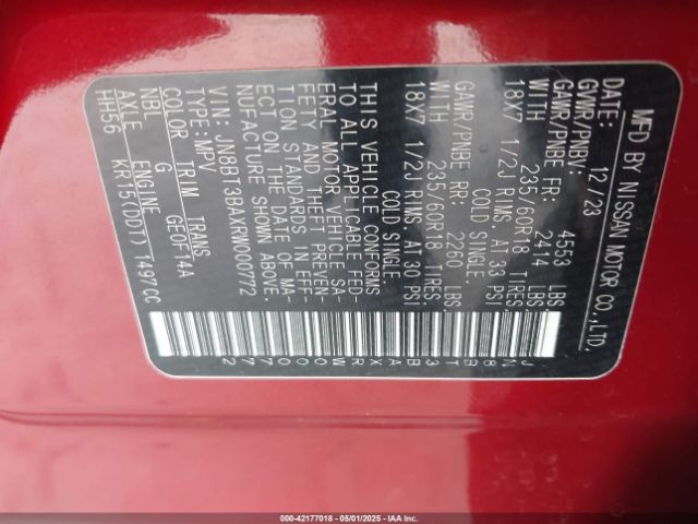 JN8BT3BAXRW000772 Nissan Rogue Sv Fwd