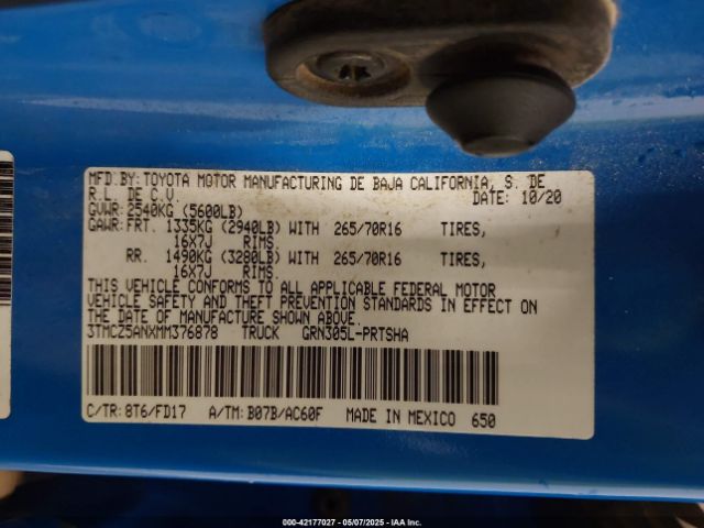 3TMCZ5ANXMM376878 Toyota Tacoma 4wd Trd Off Road