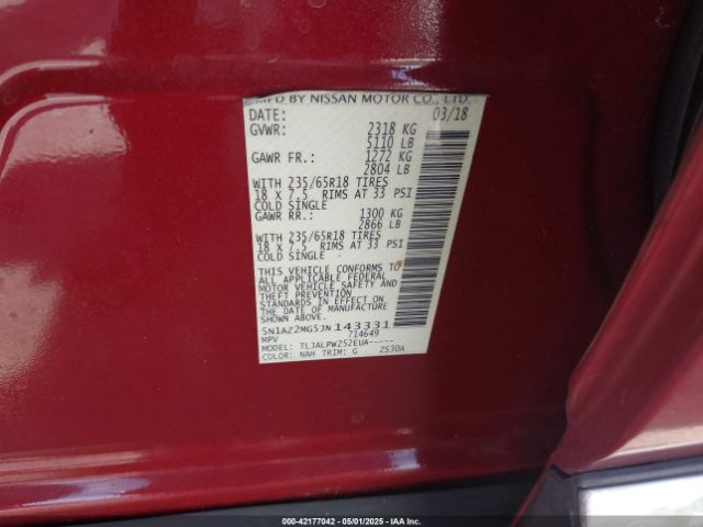 2018 NISSAN MURANO 5N1AZ2MG5JN143331 Photo 8
