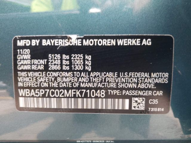 WBA5P7C02MFK71048 BMW 3 Series 330e