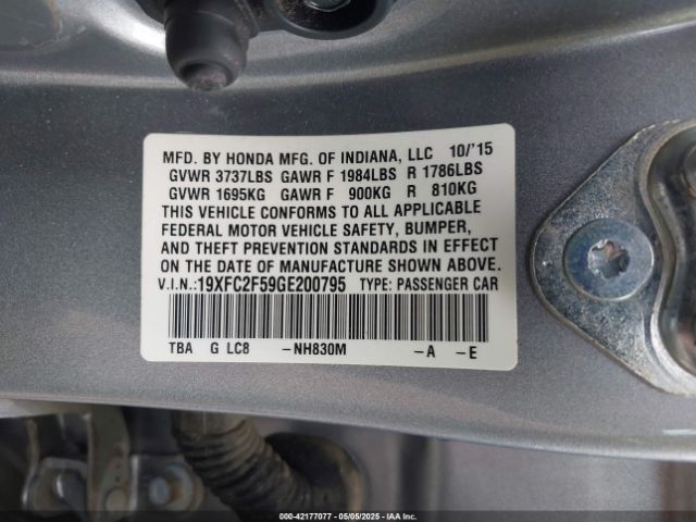 19XFC2F59GE200795 Honda Civic Lx