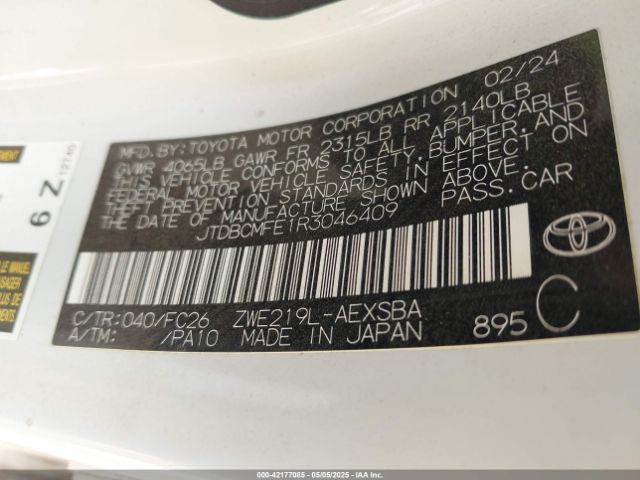 JTDBCMFE1R3046409 Toyota Corolla Hybrid Se