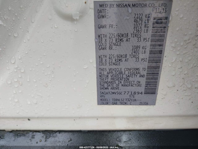 5N1AT2MV5GC771894 Nissan Rogue Sl