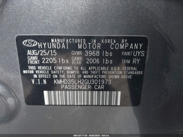 KMHD35LH2GU301973 Hyundai ELANTRA GT