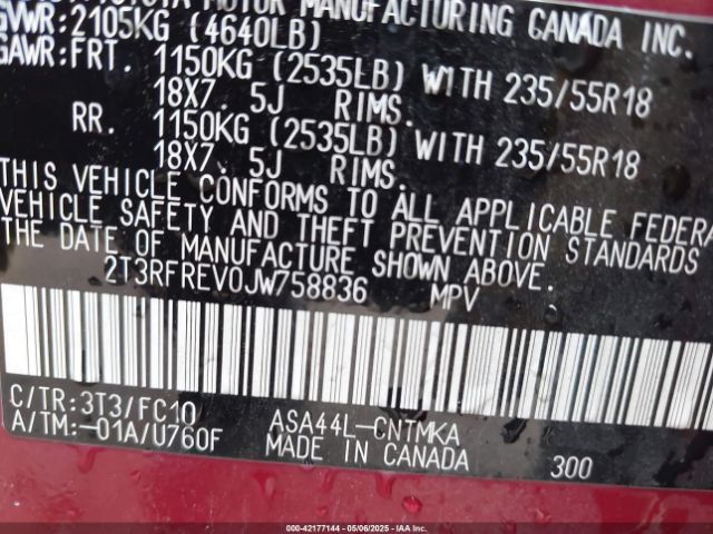 2T3RFREV0JW758836 Toyota Rav4 Adventure