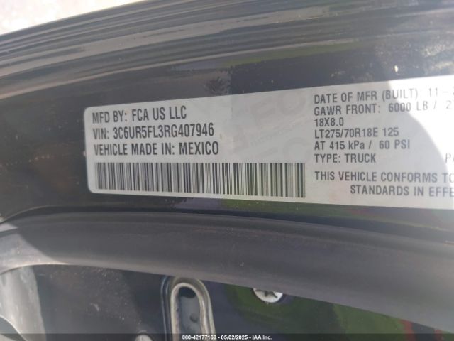 3C6UR5FL3RG407946 RAM 2500 Laramie  4x4 6'4 Box