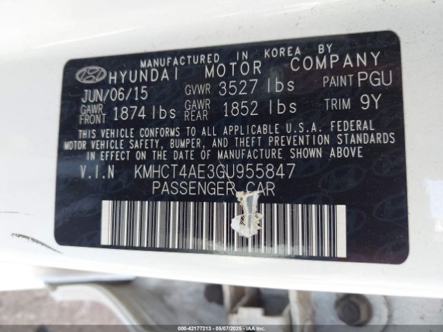KMHCT4AE3GU955847 Hyundai ACCENT SE