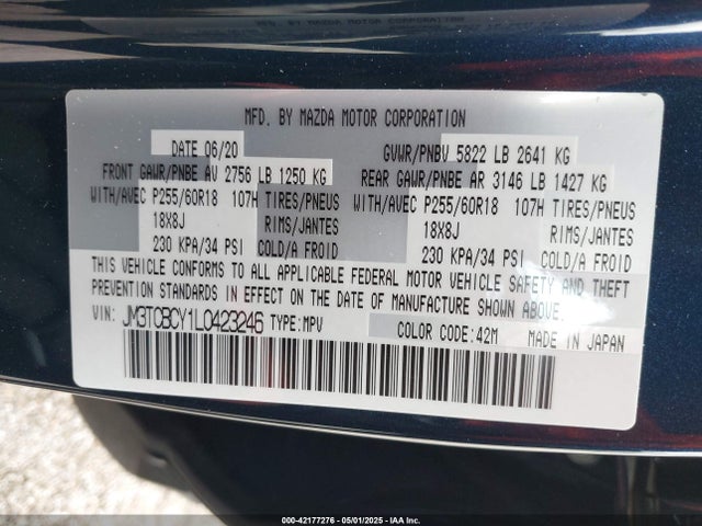 JM3TCBCY1L0423246 Mazda Cx-9 Touring