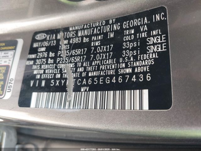 5XYKTCA65EG467436 KIA SORENTO LX