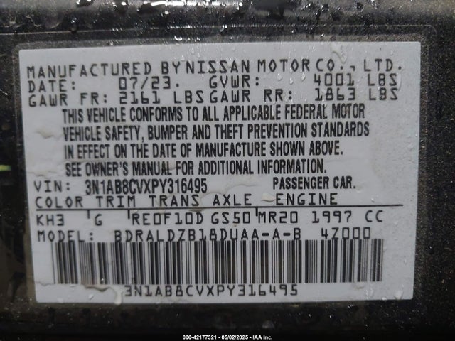 3N1AB8CVXPY316495 Nissan Sentra Sv Xtronic Cvt