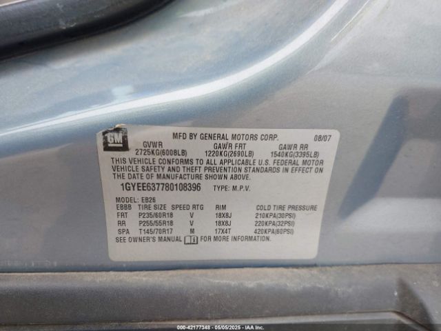 2008 CADILLAC SRX 1GYEE637780108396 Photo 8
