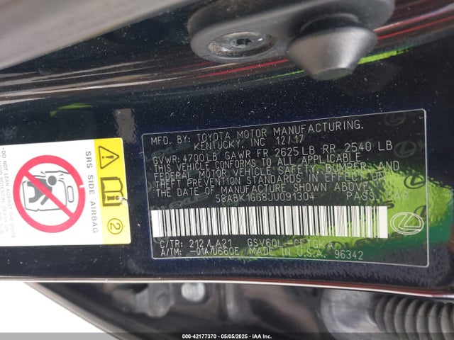 58ABK1GG8JU091304 Lexus 2gr-fe
