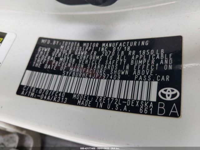5YFBURHE4JP797409 Toyota 2zr-fe
